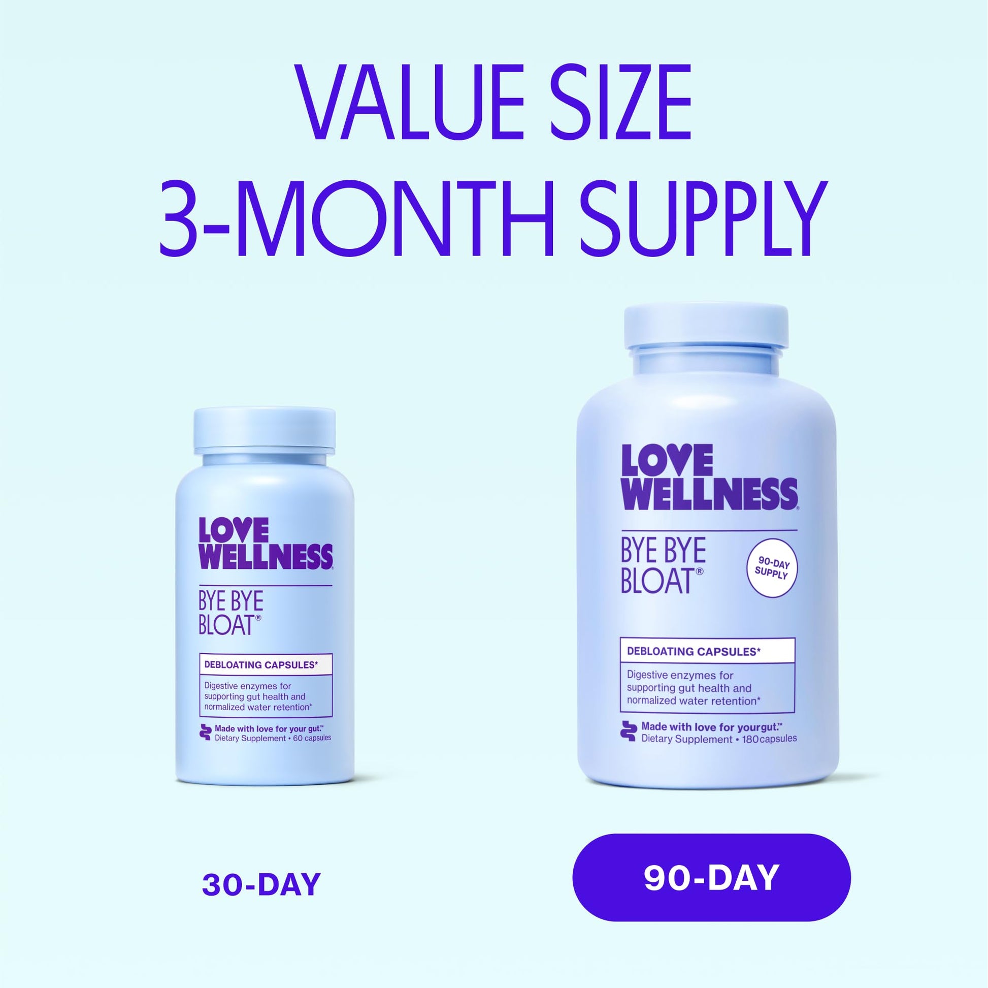 Love Wellness Bye Bye Bloat, Digestive Enzymes | Bloating Relief for Women | Help Reduce Gas Relief & Water Retention | Supports Digestive Health with Fenugreek & Dandelion | 180 Count Love Wellness buy supplements Au