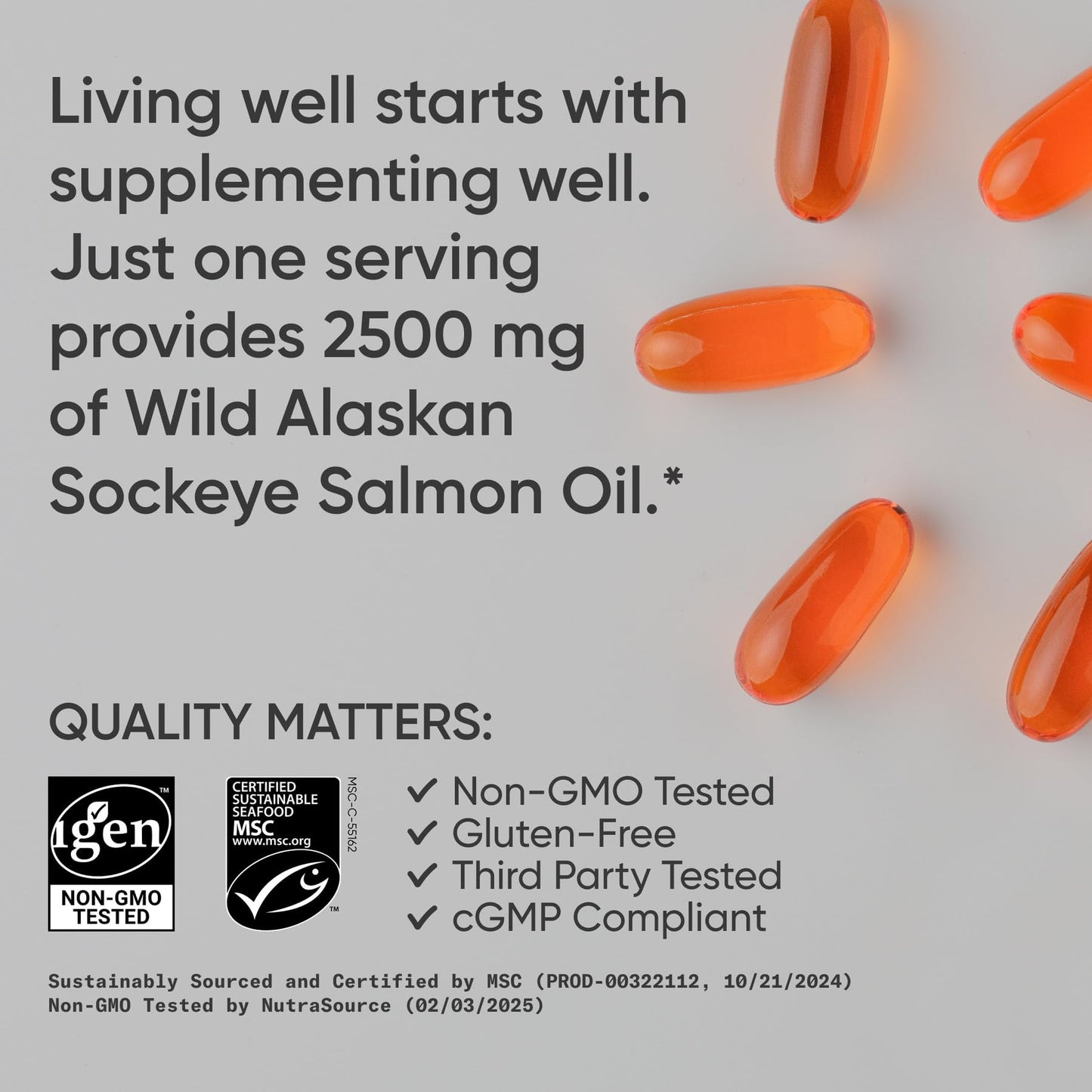 Sports Research® Salmon Oil - Single-Source Wild Alaskan Sockeye | 2500 mg per Serving w/EPA & DHA Fatty Acids | MSC Certified - 180 Count Softgels Sports Research buy supplements Au