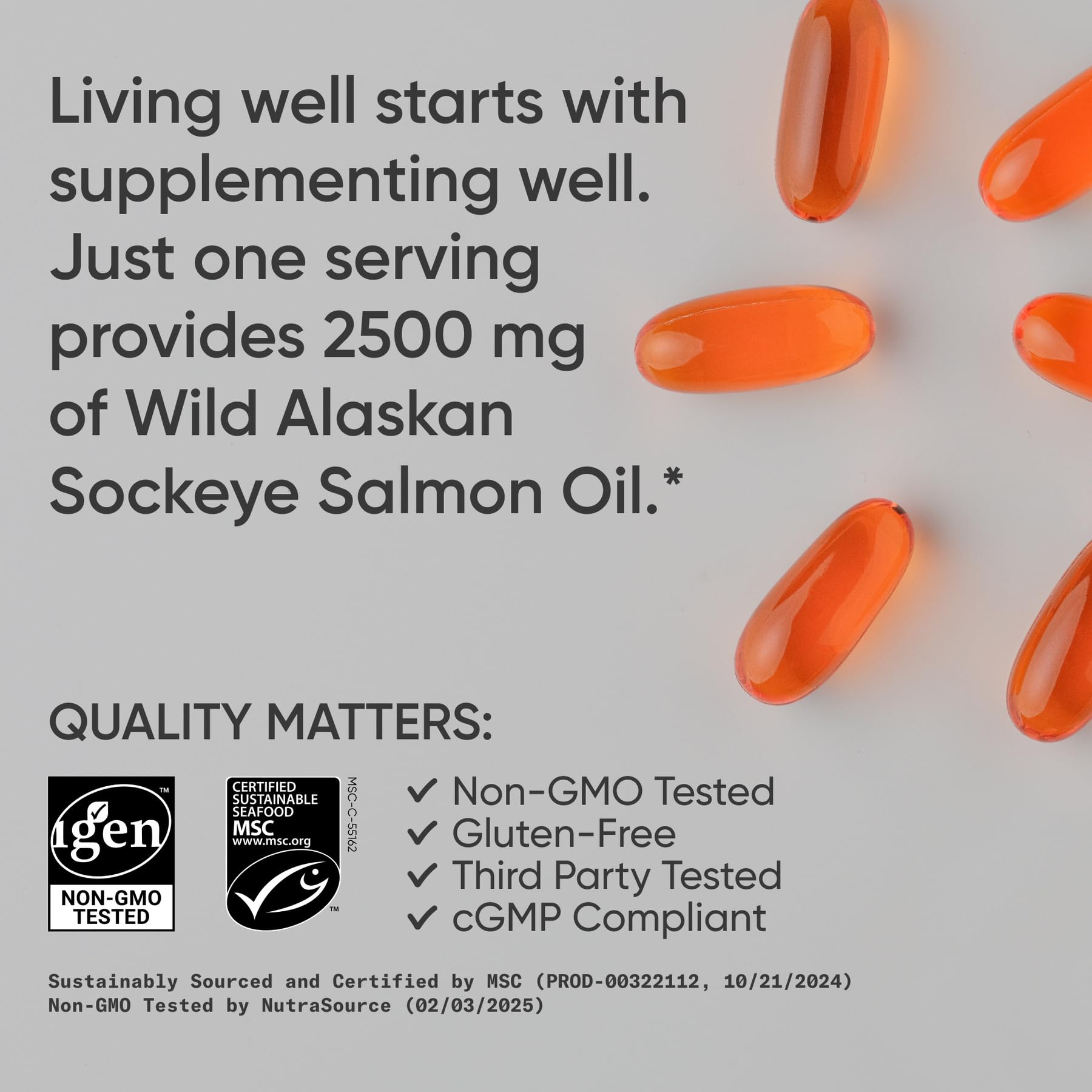 Sports Research® Salmon Oil - Single-Source Wild Alaskan Sockeye | 2500 mg per Serving w/EPA & DHA Fatty Acids | MSC Certified - 180 Count Softgels Sports Research buy supplements Au