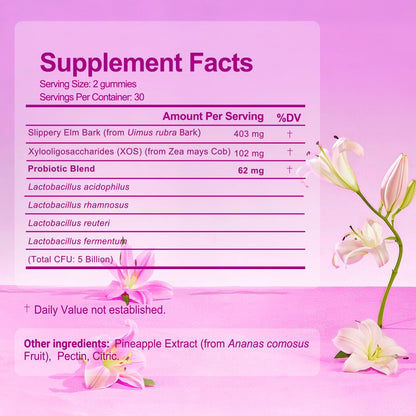 Brurtzexs Her Juicy Feminine Probiotics Gummies for Women with Slippery Elm - Pineapple Flavor, pH Balance & Immune Health Support - Digestive & Feminine Support - Vegan Supplement, 60 C Brurtzexs buy supplements Au