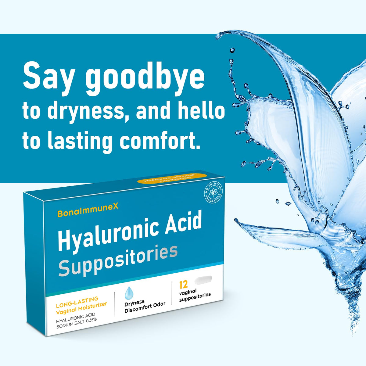 Hyaluronic Acid Vaginal Suppositories 10 mg for Women | Vaginal Moisturizer for Dryness, Itching & Irritation | Menopause & Intimate Care with Coconut Fatty Acids | Estrogen Free, 12 Count Peralpow buy supplements Au