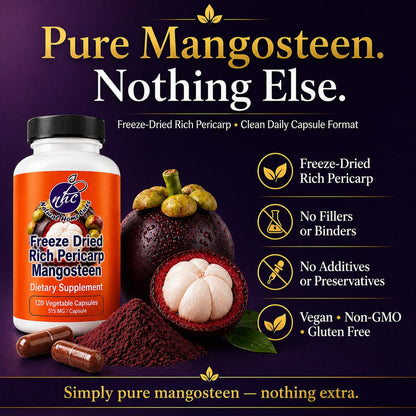 Natural Home Cures Freeze-Dried Mangosteen Rich Pericarp Capsules – 56+ Xanthones & Flavonoids, High ORAC Antioxidant Support, 515 mg, 120 Vegan Capsules Natural Home Cures buy supplements Au