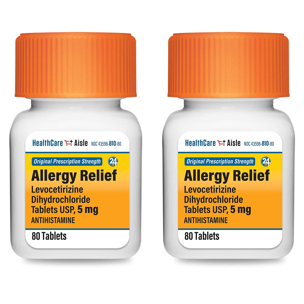 HealthCareAisle Allergy Relief - Levocetirizine Dihydrochloride Tablets USP, 5 mg, 160 Tablets, Original Prescription Strength Allergy Medication, 24-Hour Relief, 80 Count (Pack of 2) HealthCareAisle buy supplements Au