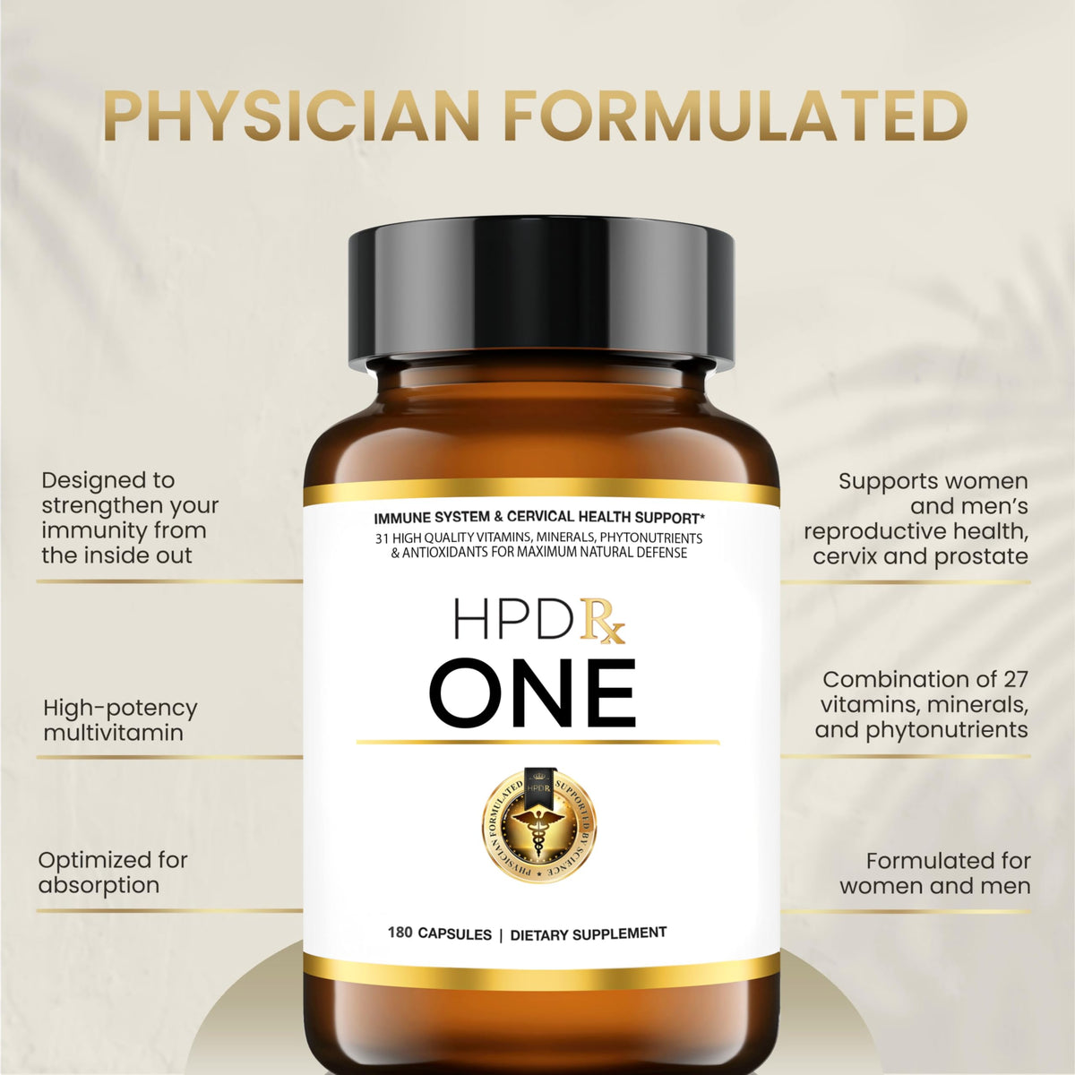 HPD Rx ONE Immunity Boost Multivitamin Supplements for Women and Men | Advanced Immunity Defense Support | Helps Immune Response | 1-Month Supply, 180 Capsules, Pack of 1 HPD Rx buy supplements Au