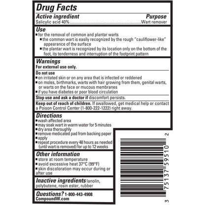 Compound W Wart Remover Maximum Strength One Step Pads with Salicylic Acid, 14 Medicated Pads Compound W buy supplements Au