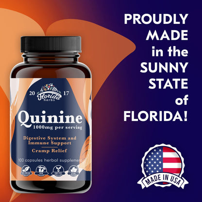 FLORIDA HERBS Quinine for Leg Cramps 1000 mg - 110 Capsules - Cinchona Bark Extract Supplement - Quinine Capsules - Vegan, Non - GMO FLORIDA HERBSBuy Supplements Australia