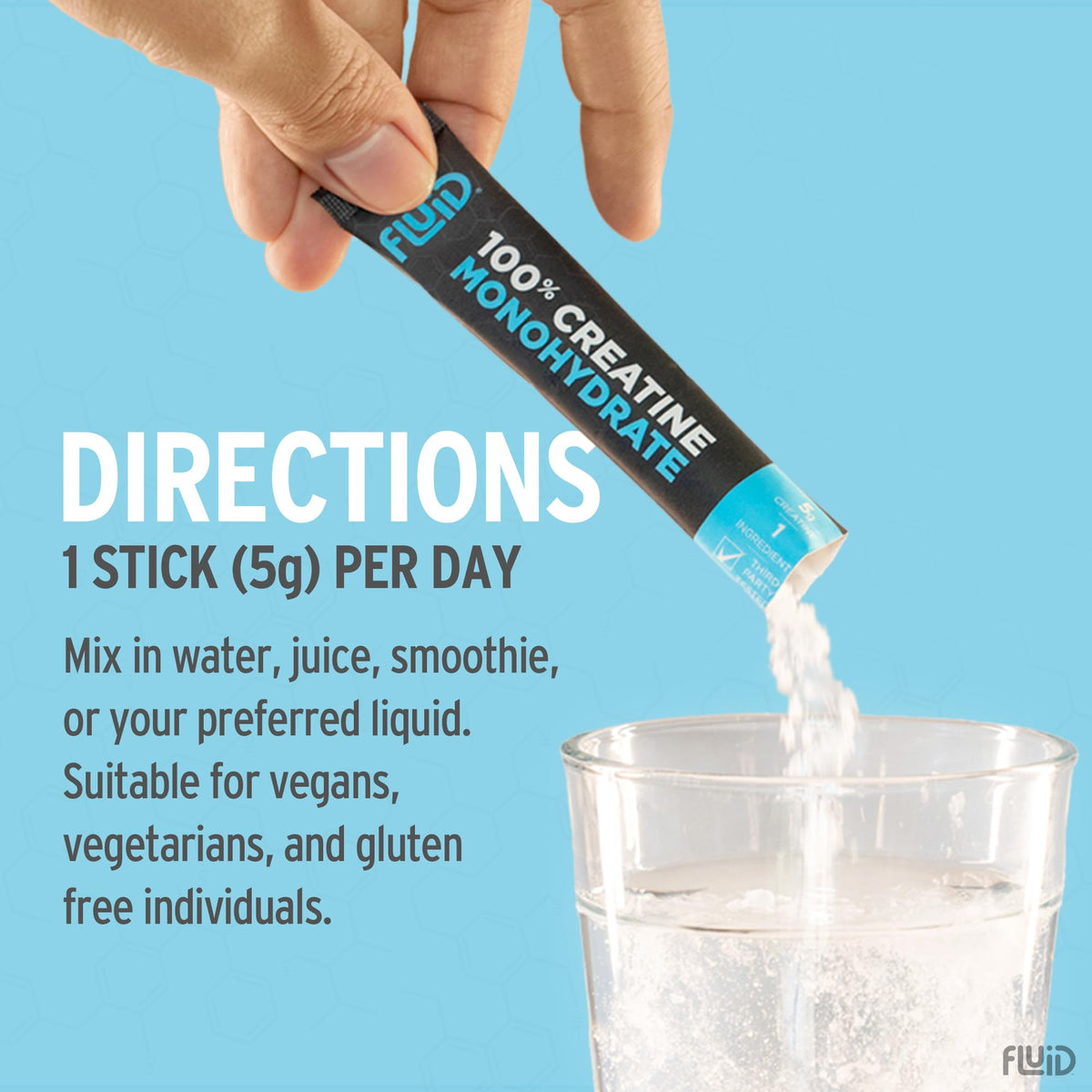 Fluid Creatine - Informed Sport Certified | Ultra-Fine Micronized 100% Creatine Monohydrate Powder | Unflavored | 5g Travel Stick Packs | 30 Servings Fluid buy supplements Au