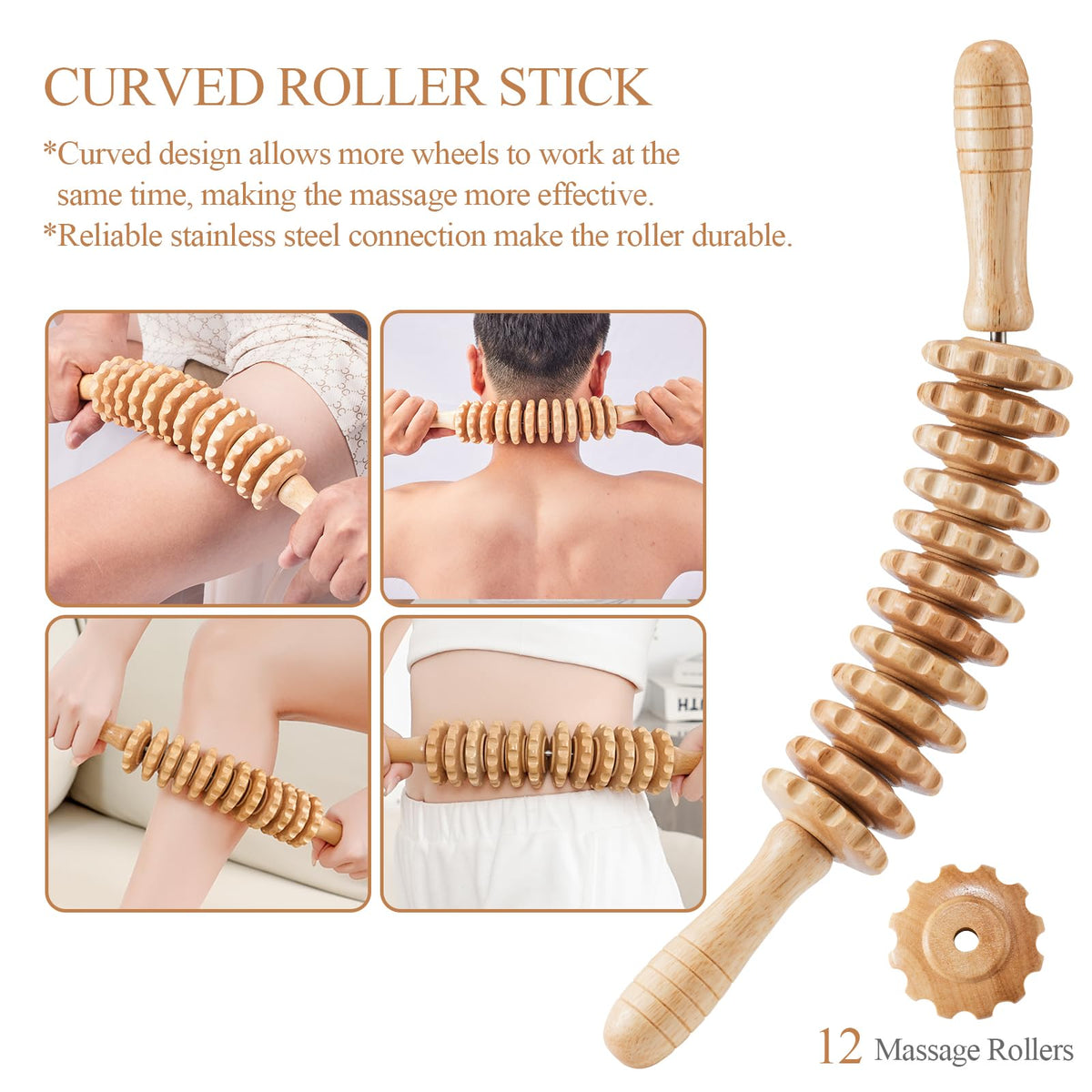 Dukucr 3Pcs Wood Therapy Massage Tools Lymphatic Drainage Massager Wooden Massager Body Sculpting Tools for Maderoterapia,Anti-Cellulite,Pain Relief(3-in-1 Massager) Dukucr buy supplements Au