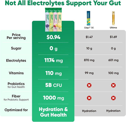 Venture Pal 2-in-1 Hydration Electrolytes Bundle – Gut Health + Immune Support Powder Packets, 7 Electrolytes, Vitamins & Probiotics, Elderberry, Turmeric, Sugar Free Drink Mix, 32 Sticks
