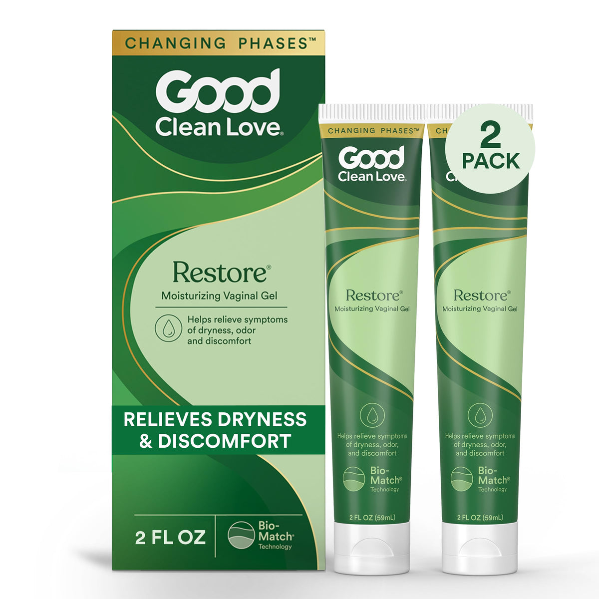 Good Clean Love Restore Moisturizing Vaginal Gel, pH-Balanced Vaginal Moisturizer, Water-Based Feminine Care with Aloe Vera & Lactic Acid, Reduces Dryness, Discomfort & Odor for Women, 2 Oz (2-Pack) Good Clean Love buy supplements Au