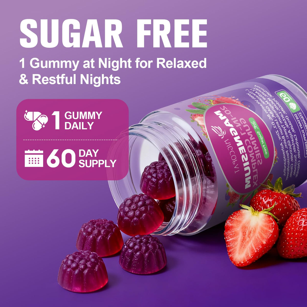 Migcopat Magnesium Complex Gummies, 20 in 1 Magnesium Gummy with Glycinate Citrate Malate Taurate - Ashwagandha, L-Theanine, D3&Zinc for Relaxation, Sleep, Muscle&Heart Support, Strawberry, 60 Cts Migcopat buy supplements Au