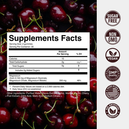 Magnesium Gummies 3in1 - Glycinate, Citrat, Malate 2150 MG High Absorption Supplement, Sugar-Free, Vegan, Chews for Men & Women, Inspired by Wellness Traditions Like Arjuna, 60 Gummies, Cherry Flavor Secret Element buy supplements Au