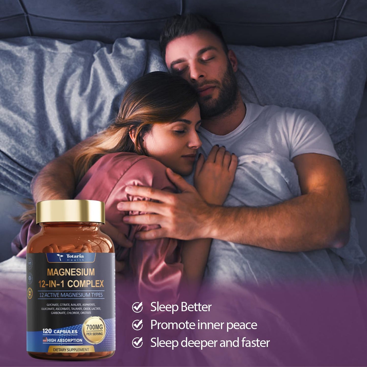 Magnesium Complex 700mg 12 in 1 Magnesium Supplement with Glycinate Citrate Malate Oxide Taurate Aspartate Orotate Magnesium Relaxation,Muscle,Heart Support, Vegan 120 Capsules 2PK Totaria buy supplements Au