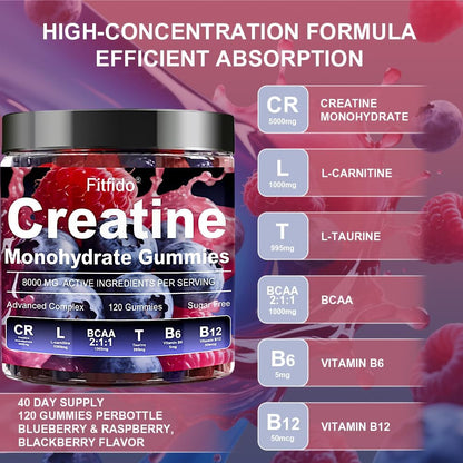 Creatine Monohydrate Gummies 5000mg + Magnesium Glycinate 400mg – Support for Muscles, Strength & Wellbeing – Vegan, Sugar Free, 2-Pack Supplement Bundle