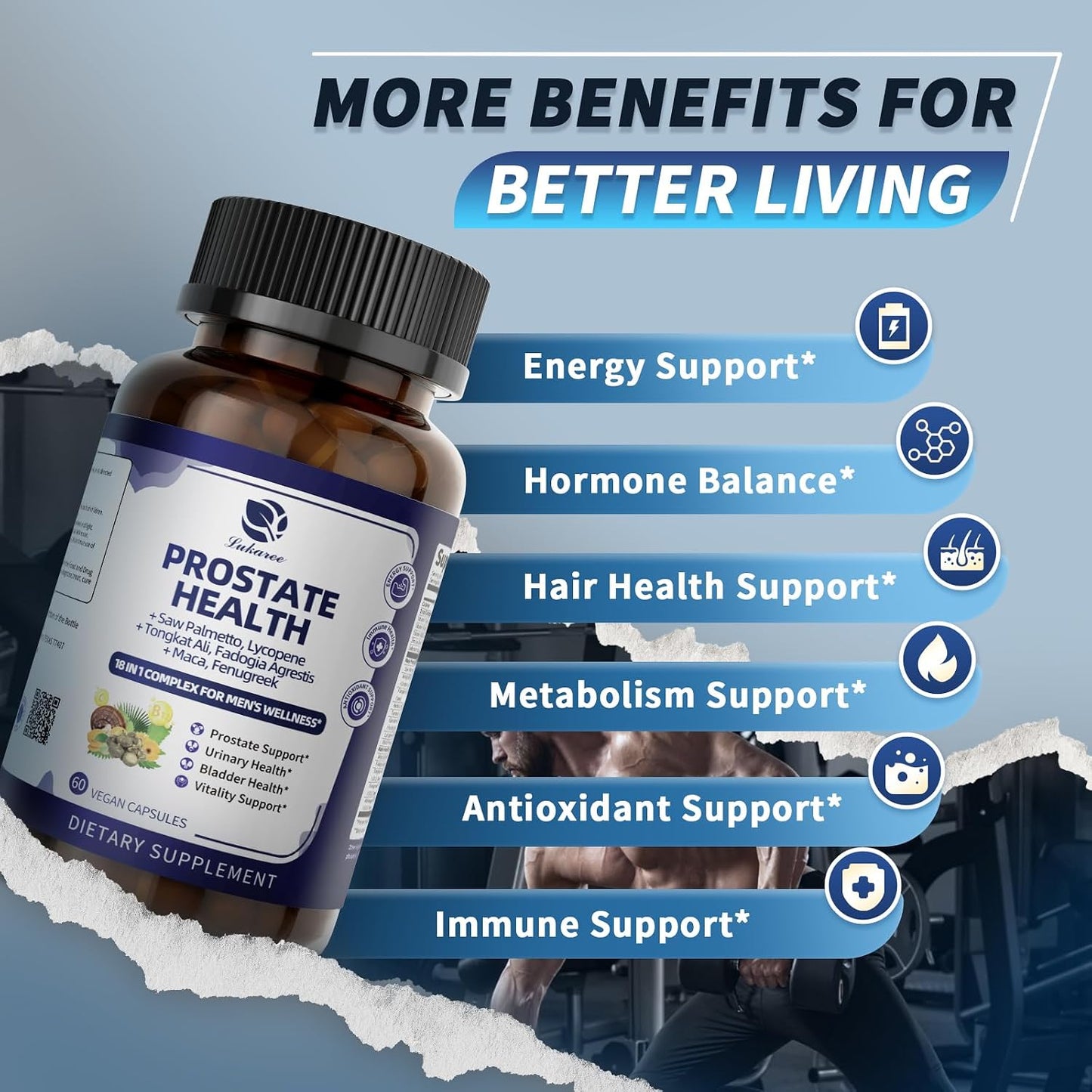 Prostate Health Supplements for Men - Urinary Tract Health, Support 60 CT | 18 IN 1with Pumpkin Seed & Nettle Advanced DHT Blocker - with Saw Palmetto Ashwagandha, Reishi