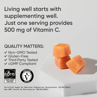 Sports Research­® Vitamin C Gummies | 500 mg Vitamin C | Sugar Free, Gelatin Free, Vegan Certified & Non-GMO Tested | Immune & Antioxidant Support 60 Gummies Sports Research buy supplements Au