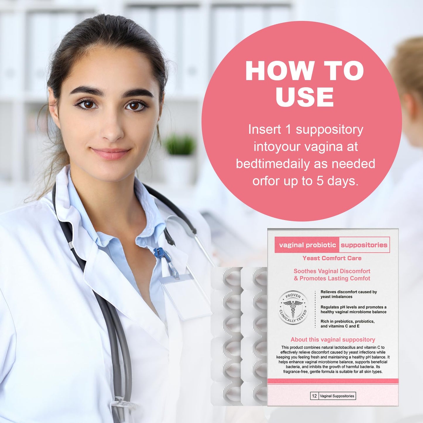 Nahid Vaginal probiotic Suppository, hyaluronic Acid Suppositories, Vaginal moisturizer, PH Balance, Restores Healthy Vaginal Odor, Yeast Comfort Care (12 Inserts) Nahid buy supplements Au