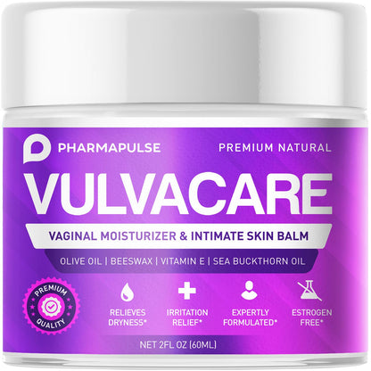 Pharmapulse Vaginal Moisturizer, Vulva Balm Cream, Intimate Skin Care, Menopause Support - Relieves Dryness, Itching, Burning, Redness, Chafing, Odor, Irritation - Estrogen Free 2oz Pharmapulse buy supplements Au