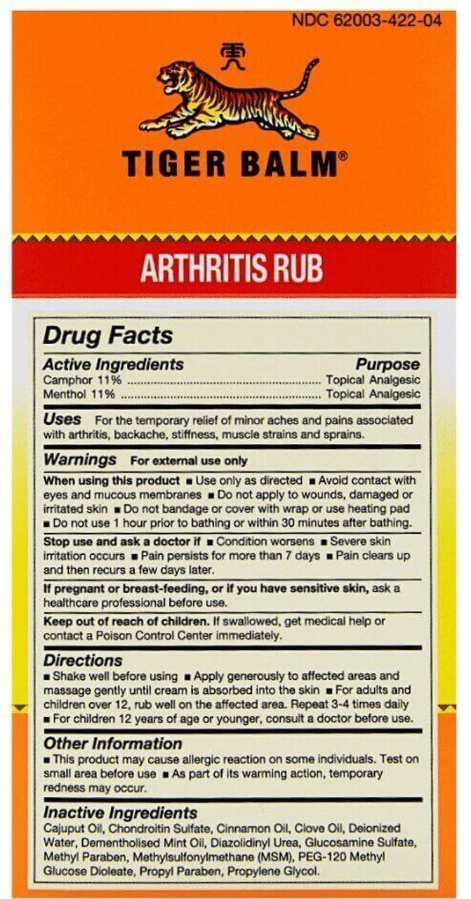 Tiger Balm Balm Arthritis Rub Tiger BalmBuy Supplements Australia
