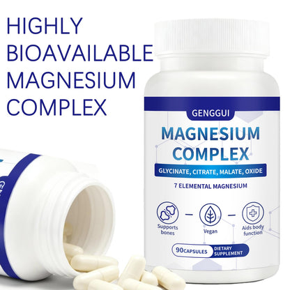 Magnesium Complex 1000mg - 7-in-1 Supplement with Glycinate, Citrate & Malate - Supports Muscle Relaxation, Sleep, Heart Health - High Absorption Capsules, 90 Count (1) CellJuvMax buy supplements Au