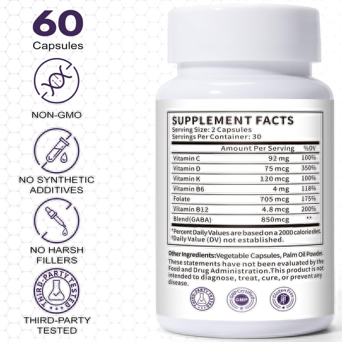 Euphea Carpal Tunnel Relief & Wrist Support Supplement, Helps Ease Tingling & Numbness,Vitamins B6, B12, C, D, K + GABA,60 Capsules EupheaBuy Supplements Australia