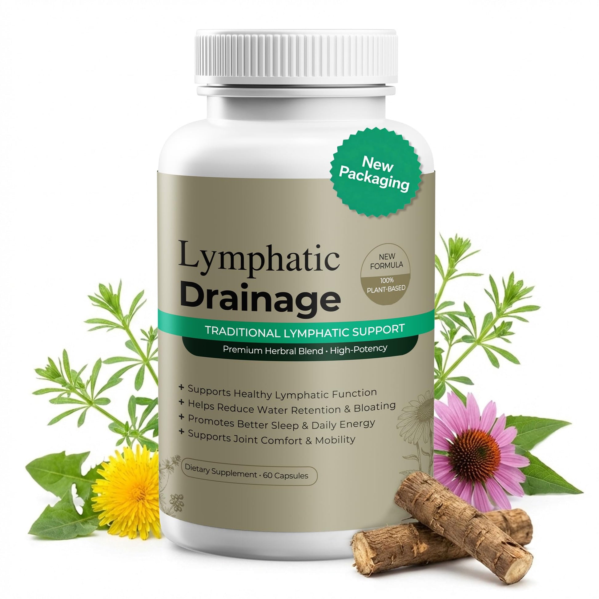 Paradise Emerald Lymphatic Drainage Supplements: Natural Herbal Complex Echinacea Burdock Root Dandelion Cleavers - Lymph System Support for Bloating Immune Health Fluid Balance 60 Capsules Paradise Emerald buy supplements Au