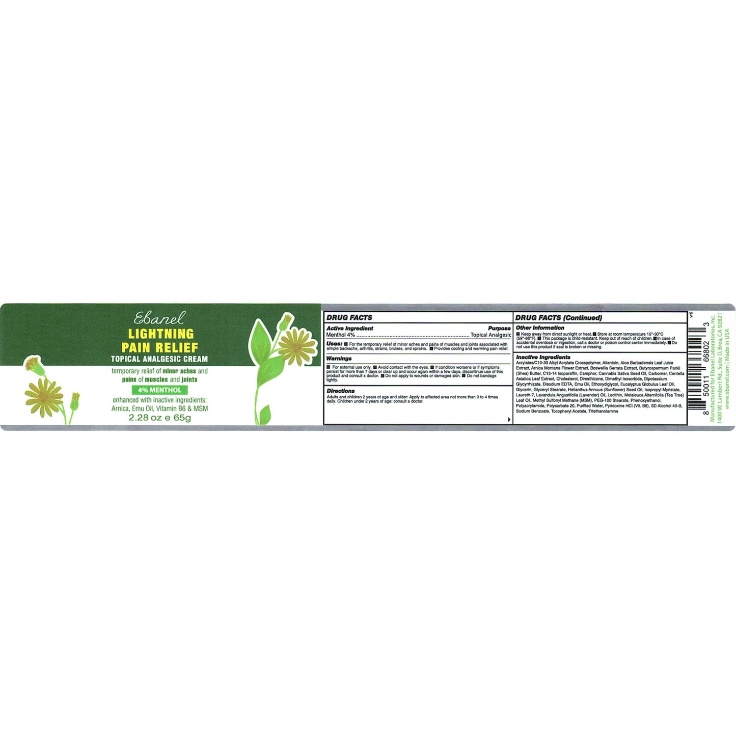 Ebanel Bundle of 2 Pack 40% Urea Cream 4.6 Oz, and Pain Relief Cream Arnica Menthol 2.28 Oz