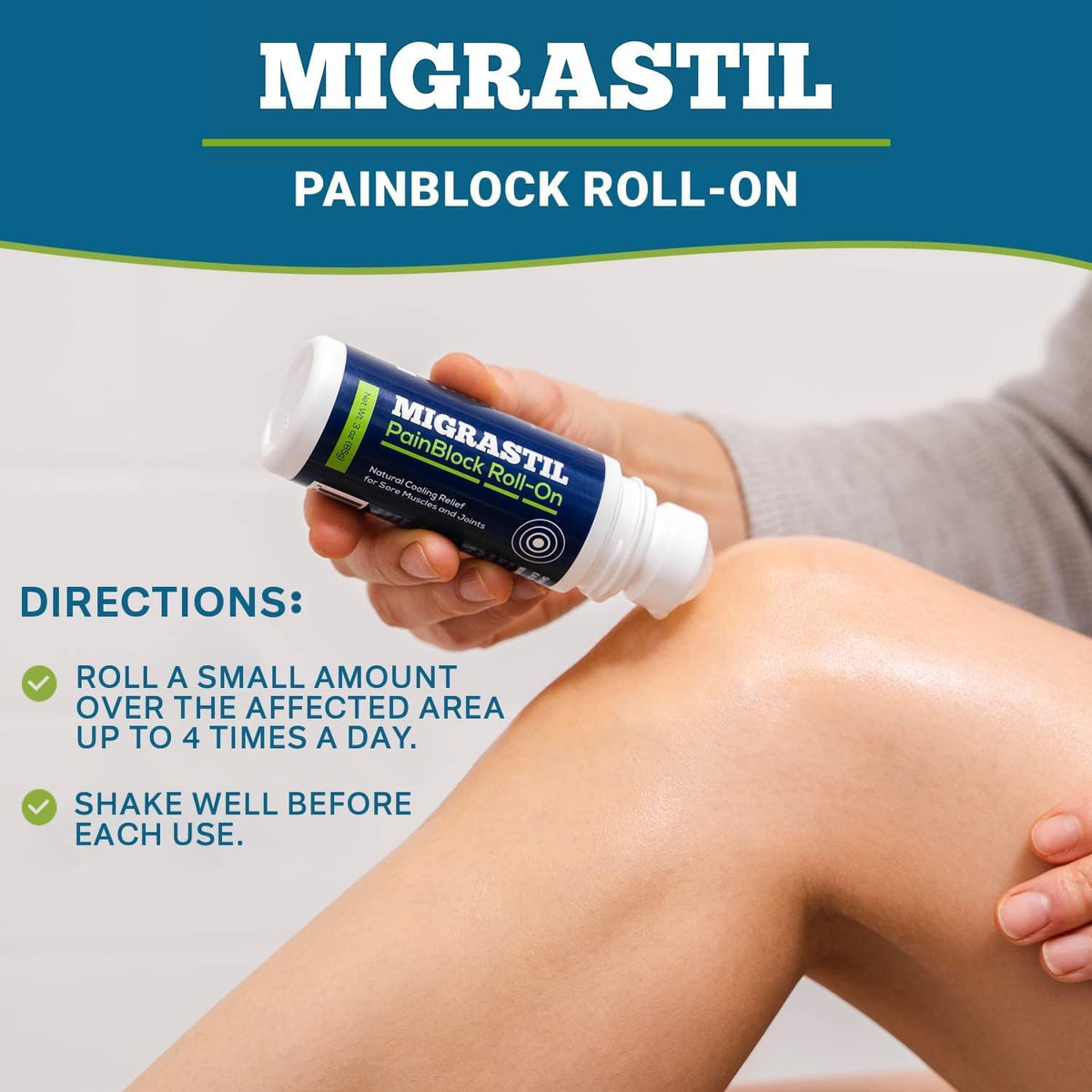 Migrastil PainBlock Roll-On 3 oz - Topical Roll-On for Muscle Aches, Cramps, Joint & Nerve Discomfort. Works Great on Shoulders, Neck, Feet, Knees, Legs, Back, Elbows, HIPS, Etc. (2) Basic VigorBuy Supplements Australia