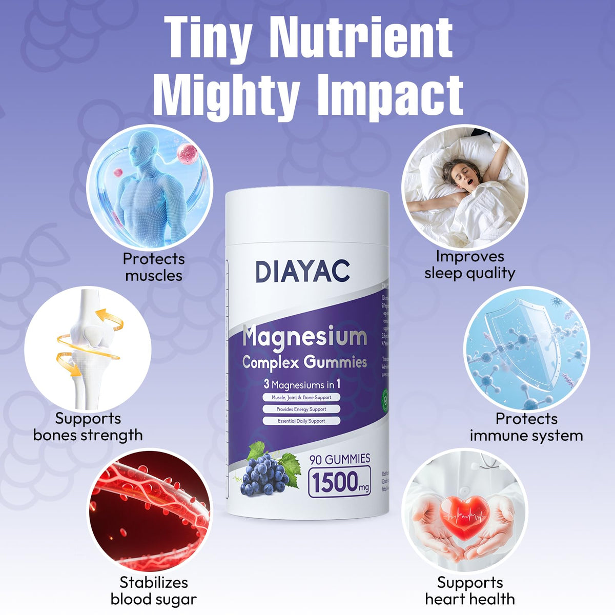 Magnesium Complex Gummies, Individually Packaged Magnesium Supplement, Magnesium Chelate, Bisglycinate, Malate, Citrate, Taurate Chewable for Women & Men,Sleep&Muscle&Nerve Health, Vegan 90 Counts DIAYAC buy supplements Au