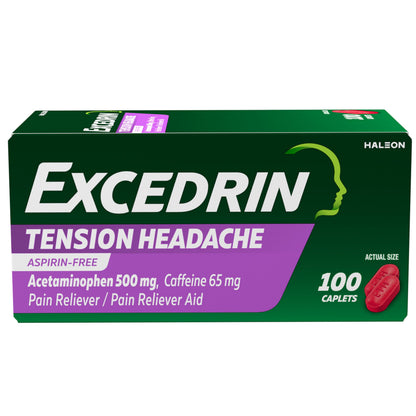 Excedrin Tension Headache Relief Caplets, Acetaminophen 500mg, Caffeine 65mg, Pain Reliever, Aspirin-Free, 100 Count Excedrin buy supplements Au