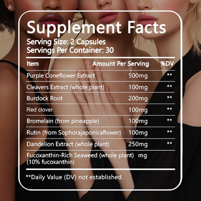 PKQLQ Lymph Drainage Capsules | Natural Detoxification Help Maintain the Healthy Fluid Balance of Both Women and Men, Promote Blood Virculation and Maintain Good Health. 60 Capsules (1) PKQLQ buy supplements Au
