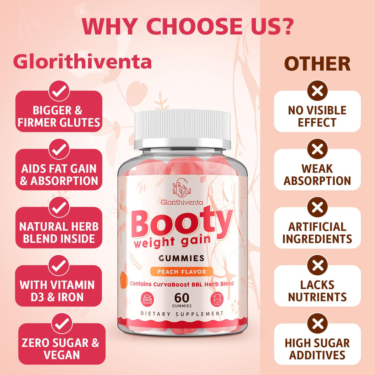 Glorithiventa Cholesterol & Booty Gummies Supplement Bundle - Plant Sterols & Stanols + CurvaBoost BBL Herb Blend & Creatine Monohydrate - Cholesterol Normal Level, Booty, Curves & Energy Glorithiventa buy supplements Au