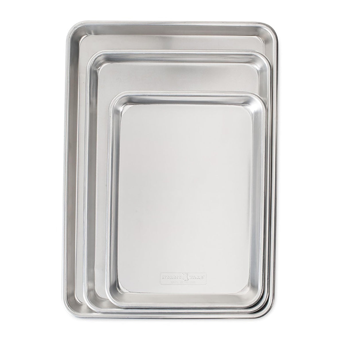 Nordic Ware Naturals 3 Piece Set - USA Made Aluminum Commercial Quality Sheet Pan for Baking or Roasting, Encapsulated Galvanized Steel Rim Prevents Warping; Half Sheet, Jelly Roll and Quarter Sheet Nordic WareBuy Supplements Australia
