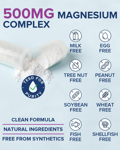 Terranics 5-in-1 Magnesium Complex Supplement 500mg - 5 Forms High Absorption Magnesium Glycinate Citrate Malate Aspartate Gluconate for Sleep Heart Health - Non-GMO 120 Vegan Capsules Terranics buy supplements Au