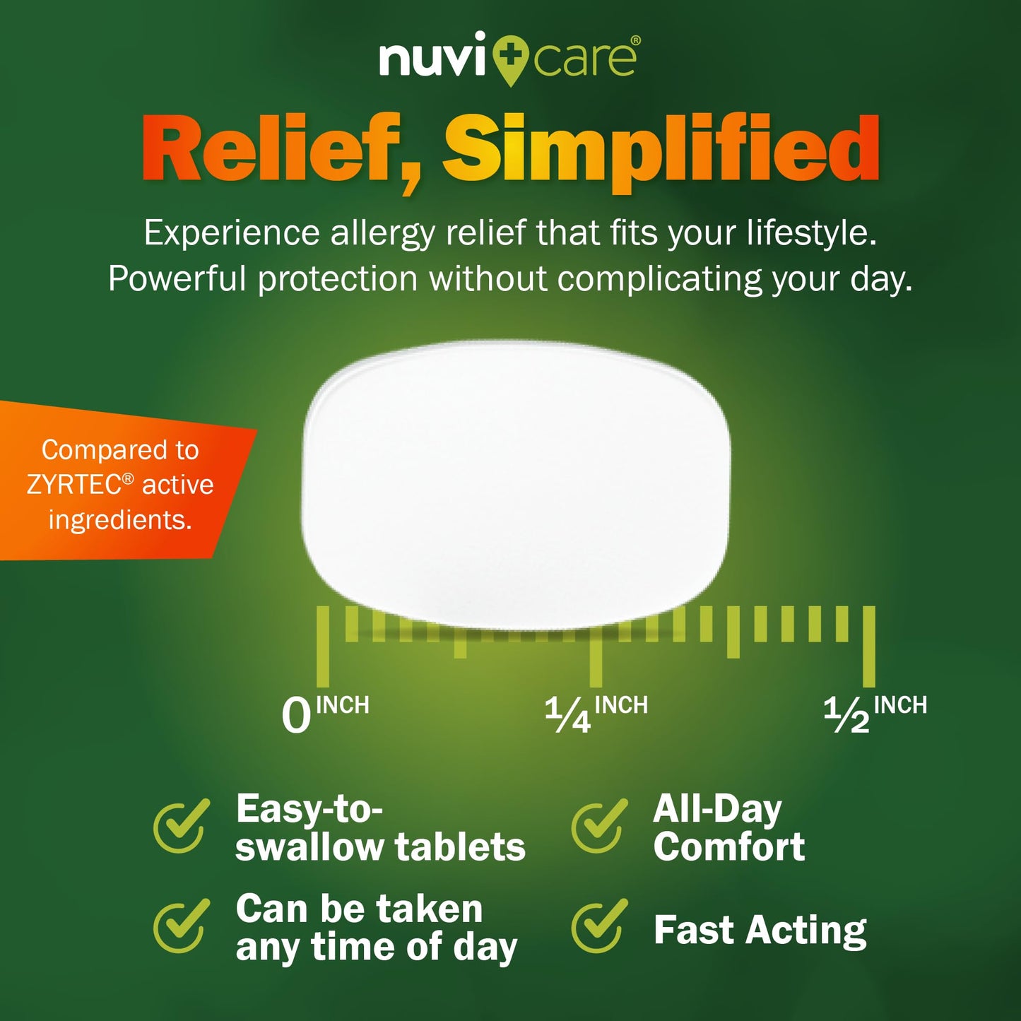 Nuvicare 24-Hour Allergy Medicine - Cetirizine Hydrochloride 10mg Tablets - Compare to the Active Ingredient in Zyrtec Antihistamine Meds - Generic Allergy Pills for All Day Allergy Relief (100 Count) NUVICARE buy supplements Au