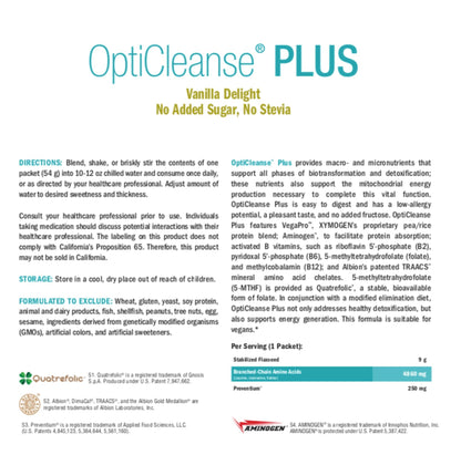 XYMOGEN OptiCleanse Plus - Gut Cleanse Powder - B Vitamins, Plant-Based Protein - Gluten-Free, Sugar-Free & Vegan - Vanilla Delight Flavor - 10 Servings XYMOGEN buy supplements Au