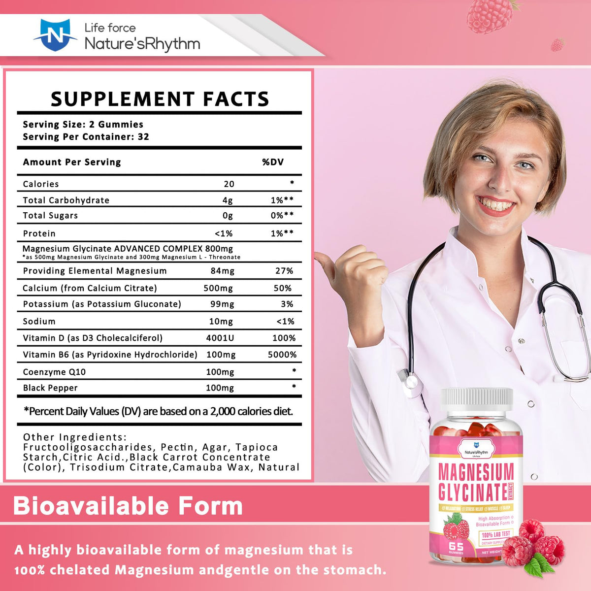 Nature‘s Rhythm Magnesium Gummies 500mg - 65 Ct | Magnesium Glycinate Supplements for Relaxation, Stress Relief, and Sleep for Adults & Kids Tasty and Tangy Raspberry Flavor Nature'sRhythmBuy Supplements Australia