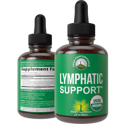 USDA Organic Lymphatic Drainage Drops. Sugar Free, Tasty 6-in-1 Lymph System Support for Detox, Cleanse. Vegan Supplement with Astragalus, Echinacea, Red Clover, Cleavers Herb, Licorice & Burdock Root Peak Performance buy supplements Au