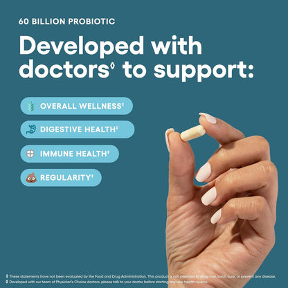 Physician's CHOICE - Optimal Gut Health Bundle: 60 Billion Probiotic 60ct + Digestive Enzyme 180ct for Digestive Comfort and Immune Support - Value Bundle