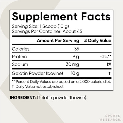 Sports Research Gelatin Collagen Cooking Powder - Sourced from Pasture Raised Cows | Great for Cooking and Baking - Certified Keto Friendly and Non-GMO Sports Research buy supplements Au