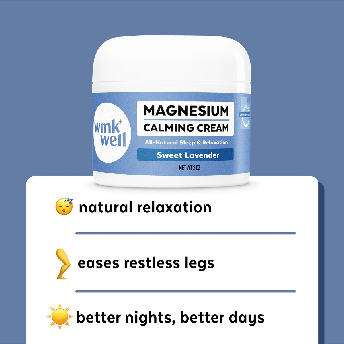 Wink Well Magnesium Calming Muscle and Joint Cream for Nighttime Relaxation Wink NaturalsBuy Supplements Australia