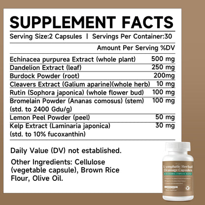 SpenHerb Lymphatic Drainage Capsules Supplements, 8-in-1 Herbal Lymphatic Blend Support Circulation and Natural Fluid Balance, Non-GMO Pure,60 Capsules/1 Pack SpenHerb buy supplements Au