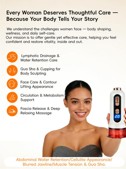 Poeruo 5-in-1 Body Sculpting Machine – Gua Sha & Cupping Vacuum Massage Device, Lymphatic Drainage Massage, Anti-Cellulite Tool & Skin Firming Care for Face, Belly, Arms, Legs, Waist & Love Handles Poeruo buy supplements Au