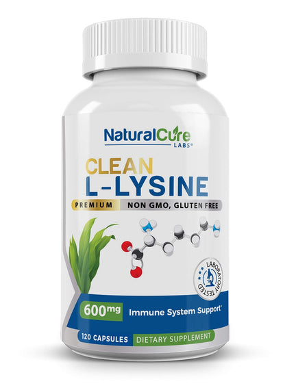 Natural Cure Labs Clean L-Lysine 600mg, 120 Capsules | Vegan, Non-GMO, & Gluten Free Natural Cure Labs buy supplements Au