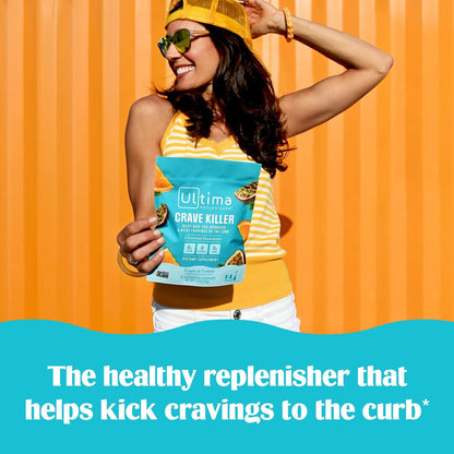 Ultima Replenisher Crave Killer Supplement, Tropical Fusion, 14 Stickpacks | Daily Zero Sugar Electrolyte Powder Hydration Packets with 6 Key Electrolytes & Chromax to Help Curb Cravings - Keto Friendly