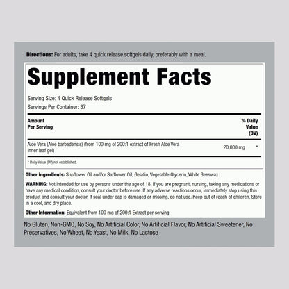 Piping Rock Aloe Vera Supplement | 150 Softgels | Concentrated Herbal Extract | Non-GMO and Gluten Free Formula