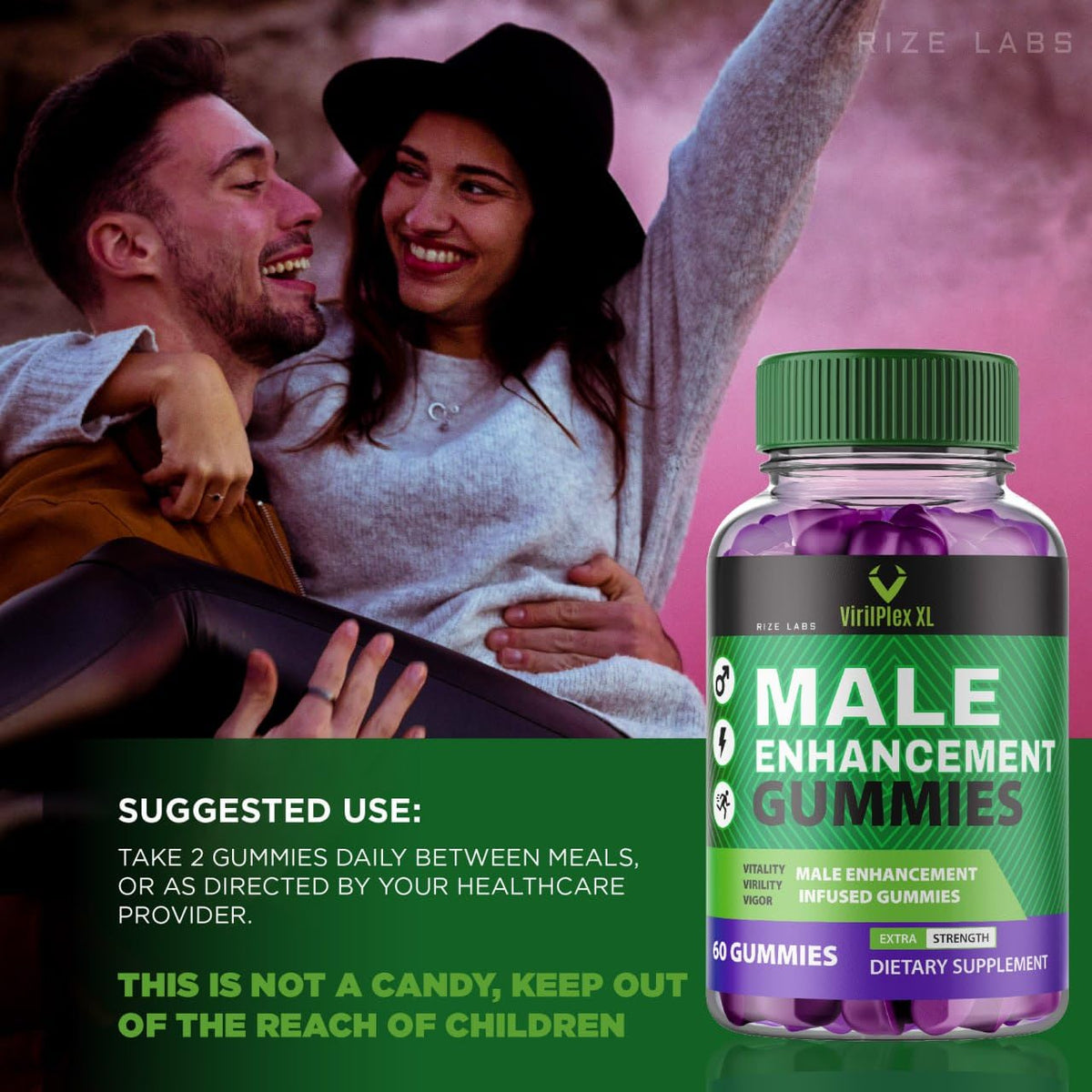 rize labs VirilPlex XL Male Performance Gummies, Premium Formula for Health and Well-Being for Men, Gummys to Deliver Maximum Performance Benefits - Pack of 3(180 Gummies) rize labsBuy Supplements Australia