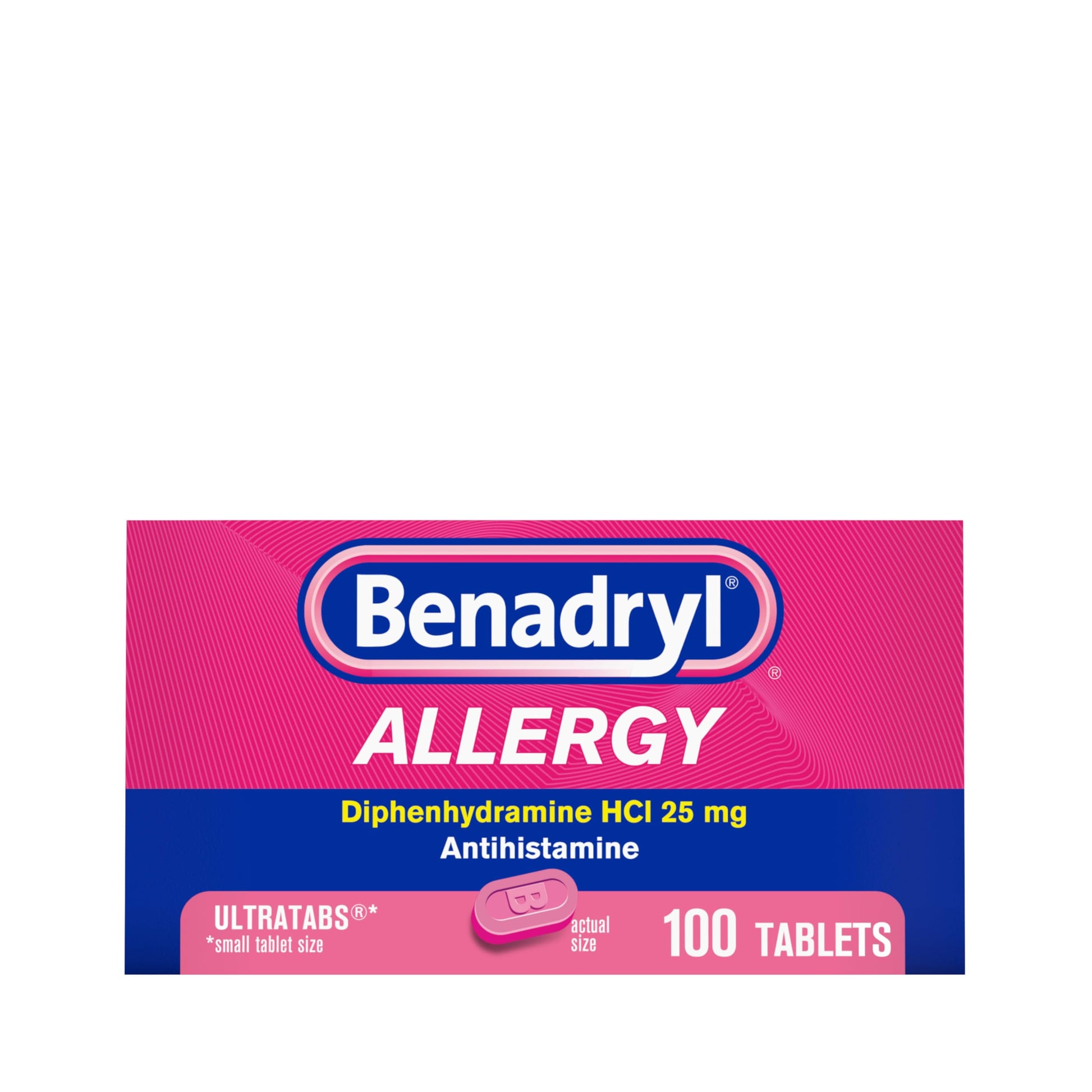 Benadryl Ultratabs Allergy Medicine, 25 mg Diphenhydramine HCl Antihistamine Tablets For Cold & Allergy Relief of Symptoms Like Sneezing, Runny Nose, Itchy Eyes & Throat, Hay Fever, 100 Count Tablets Benadryl buy supplements Au