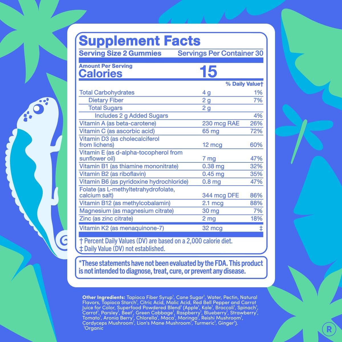 FIRST DAY Teen Multivitamin Gummy with Organic Fruit & Veggie Blend, 60 ct. | Vegan teen vitamins for ages 13-18 with 12 key nutrients, methylfolate, magnesium and zinc; 2 daily, 30-day supply.