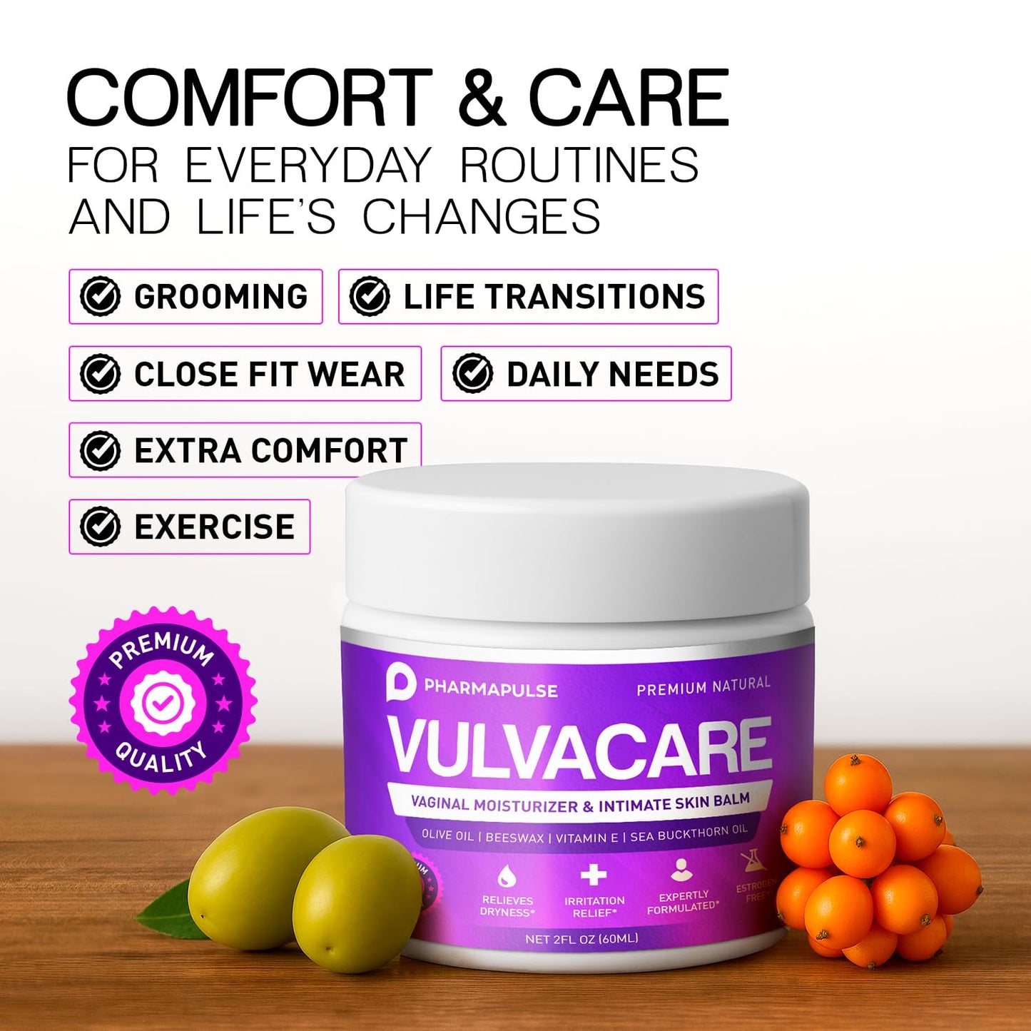 Pharmapulse Vaginal Moisturizer, Vulva Balm Cream, Intimate Skin Care, Menopause Support - Relieves Dryness, Itching, Burning, Redness, Chafing, Odor, Irritation - Estrogen Free 2oz Pharmapulse buy supplements Au
